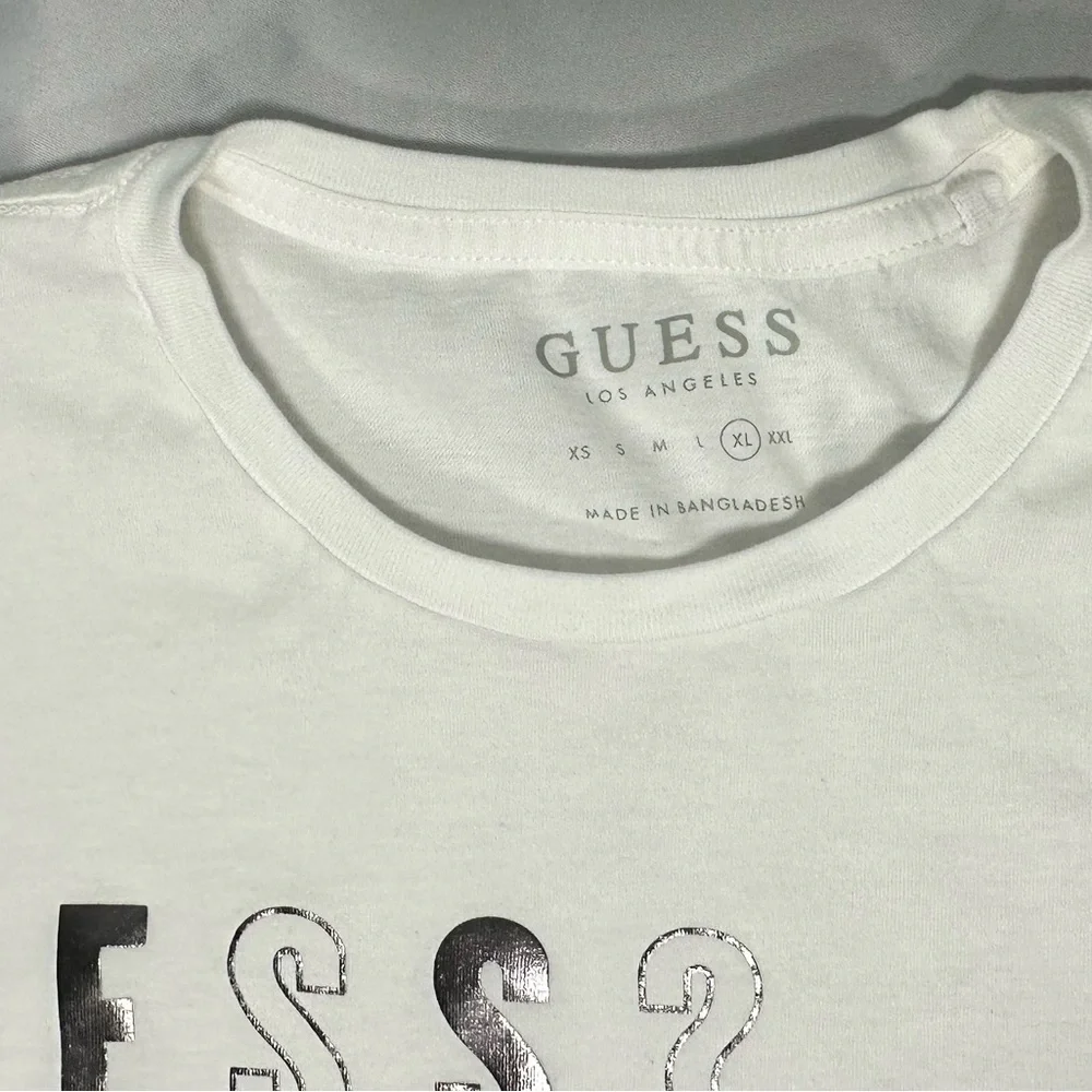 Guess White Tee with Metallic City Print - Picture 3 of 5